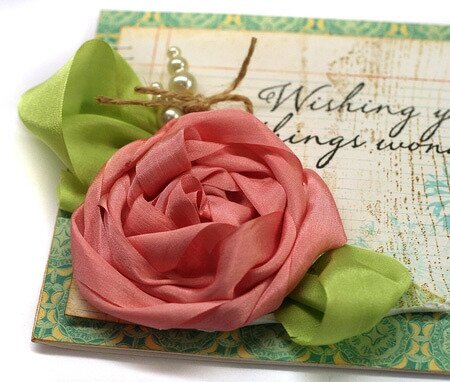 Silk Ribbon Rose Card