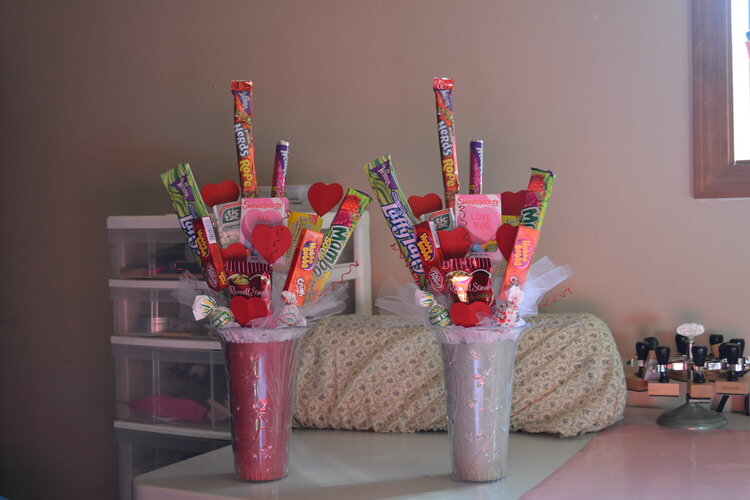 valentines candy boquets for my kids