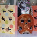 halloween card and skulls