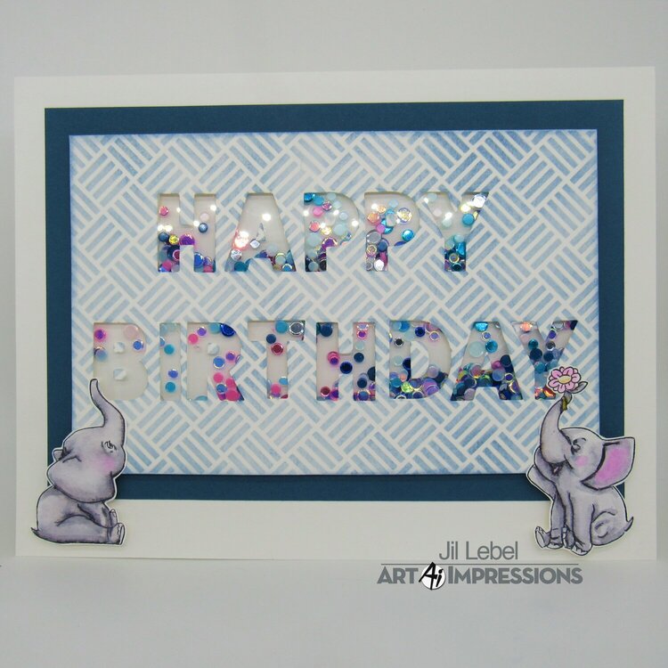Oversized Elephant Birthday Shaker Card