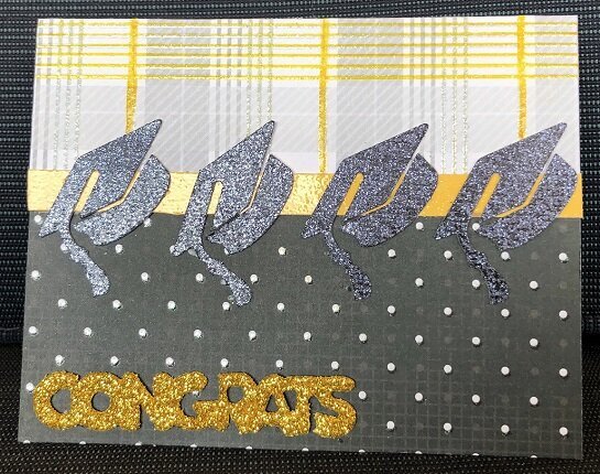 Congrats card - black and gold/glitter