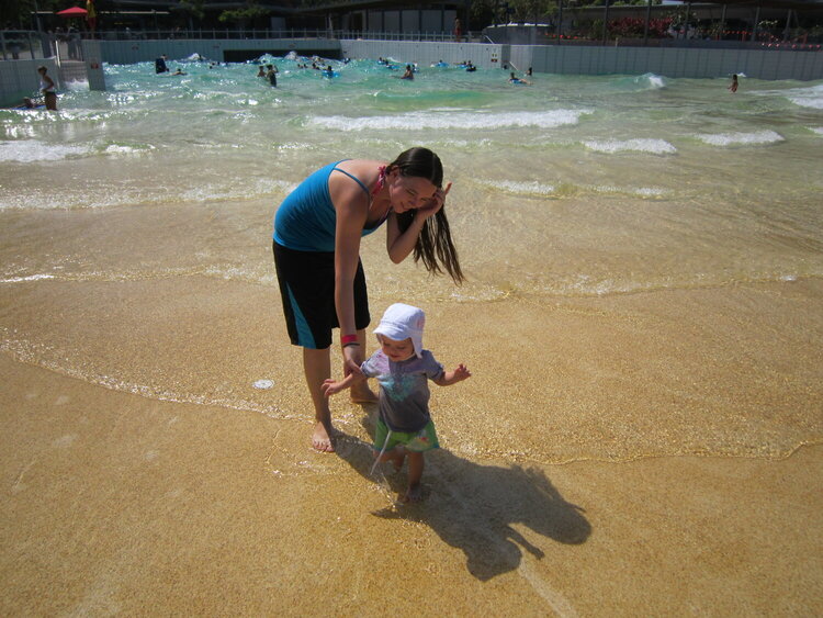 at the wave pool in Darwin