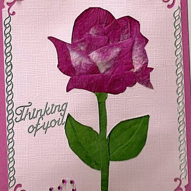 Fancy folded iris folded Rose card.