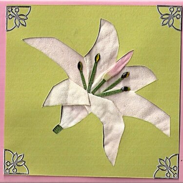 Fancy folded / Iris folded Lily card.