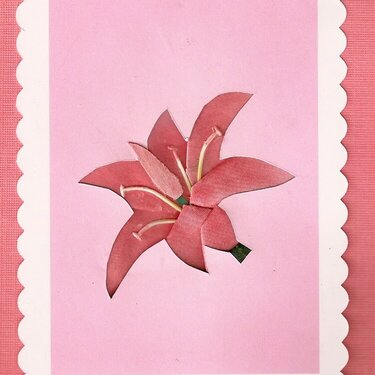 Fancy folded Lily card. Pattern by Ria.