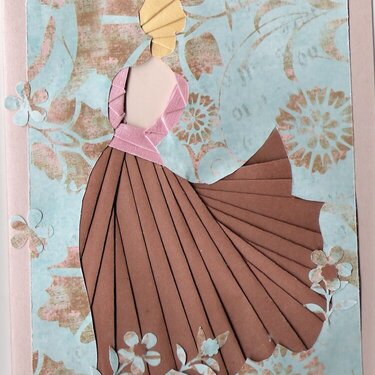 Pretty lady in dress, iris folded card .