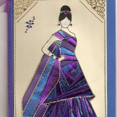 Lady in Sari Dress Card. (Pattern by Sarah Lake)