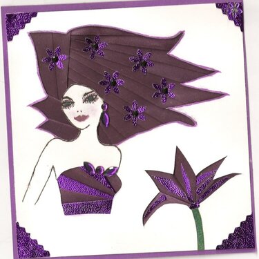 Modern purple hair lady card.