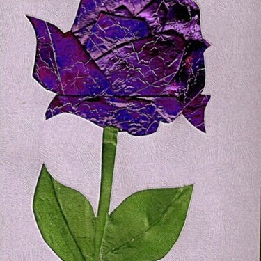 Fancy folded/iris folded Purple metallic Rose card.