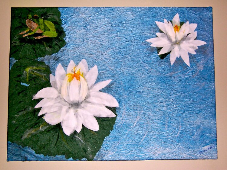 WATER LILIES WITH FROG