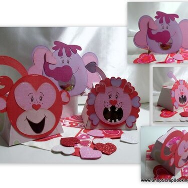 Animal valentine treat box with holders