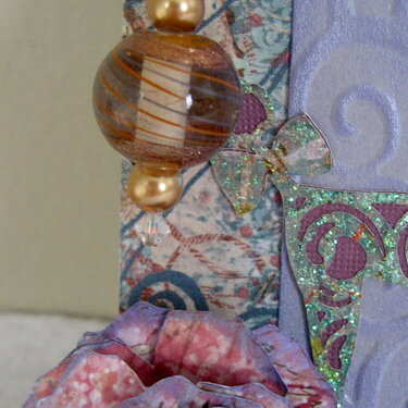 Close up of flower and Charm on Tag #3 for Martica&#039;s Tag/Lace Swap