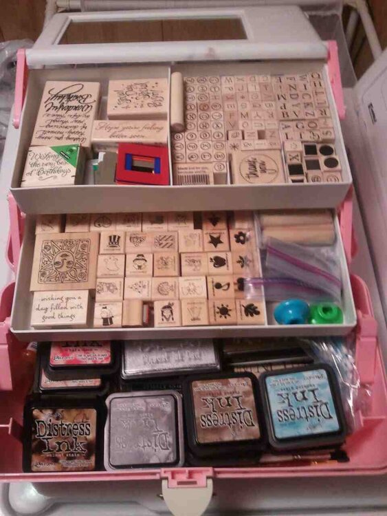 Small stamp and ink pad storage