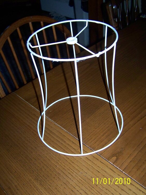 Lampshade with &quot;shade&quot; removed...solid metal sides on this=2 seperate rings to hang stuff on!