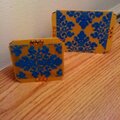Blue and gold damask notecards
