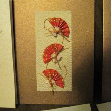 Origami card with fans and mizuhiki paper cord