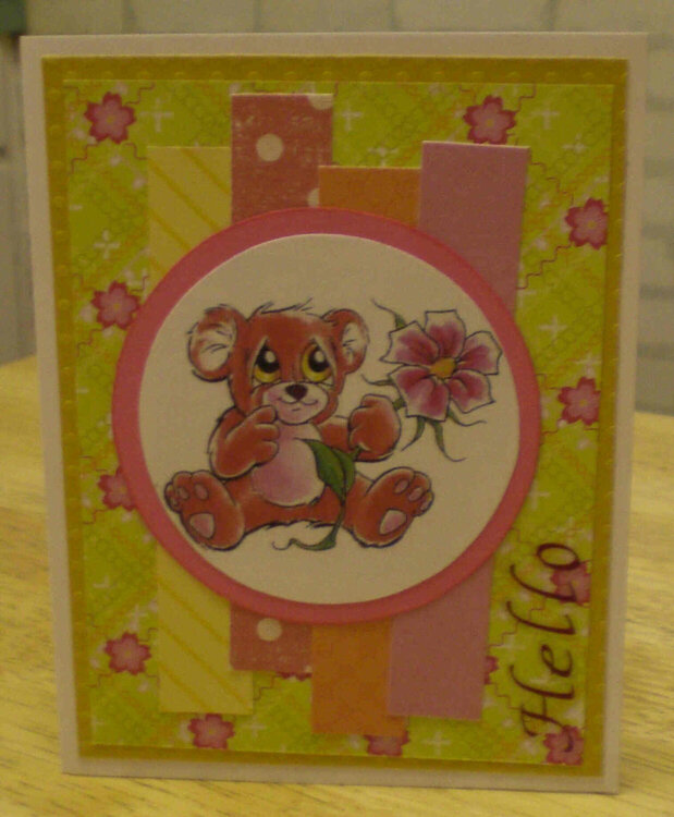 Flower Teddy &quot;Hello&quot; Card for OWH