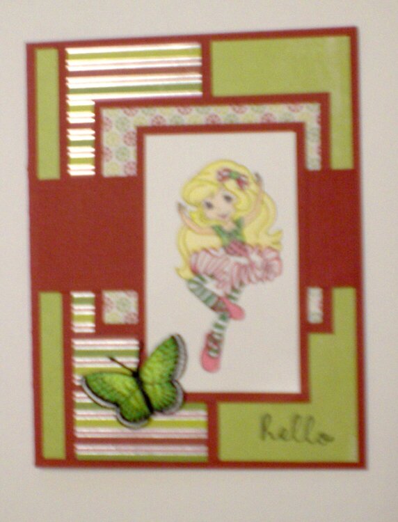 Strawberry Girl Ballerina &quot;Hello&quot; Card for OWH