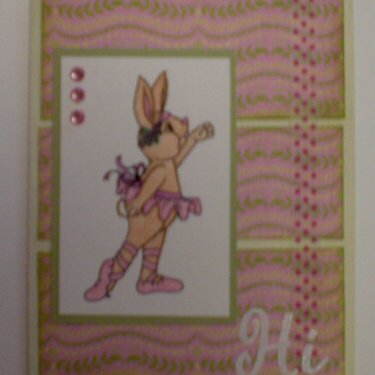 Ballerina Bunny &quot;Hi&quot; Card for OWH