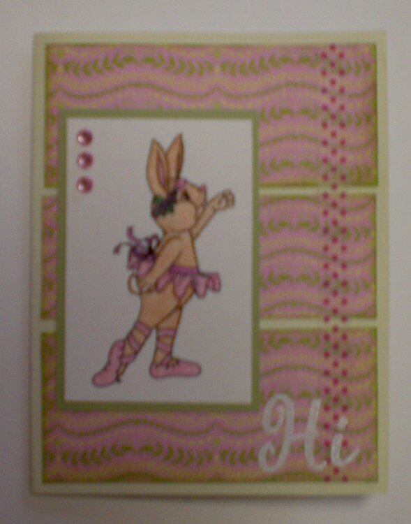 Ballerina Bunny &quot;Hi&quot; Card for OWH