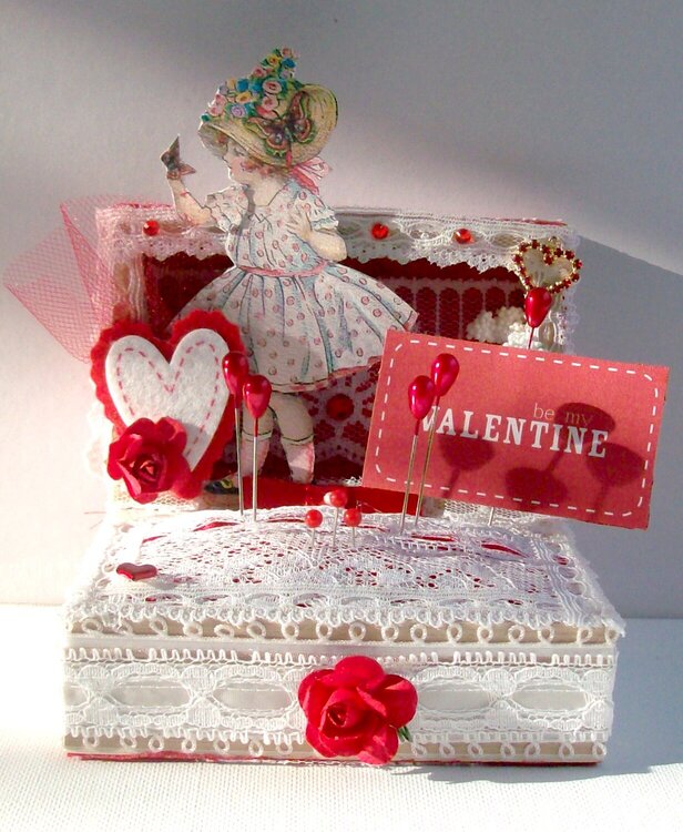 Valentines Altered Wood (Pin Cushion)Box