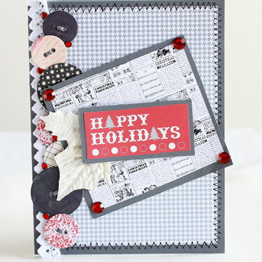 Grey and red Happy Holidays Christmas card