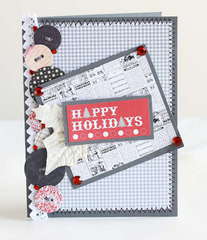 Grey and red Happy Holidays Christmas card