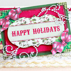 Red and green layered Happy Holidays Christmas card