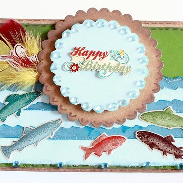 Fishing themed happy birthday card