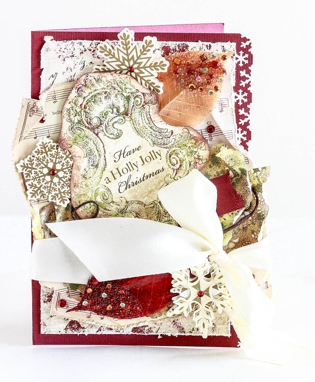 Have a holly, jolly Christmas shabby chic layered card
