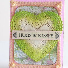 Hugs & kisses doily heart ValentineÂ�s Day Card