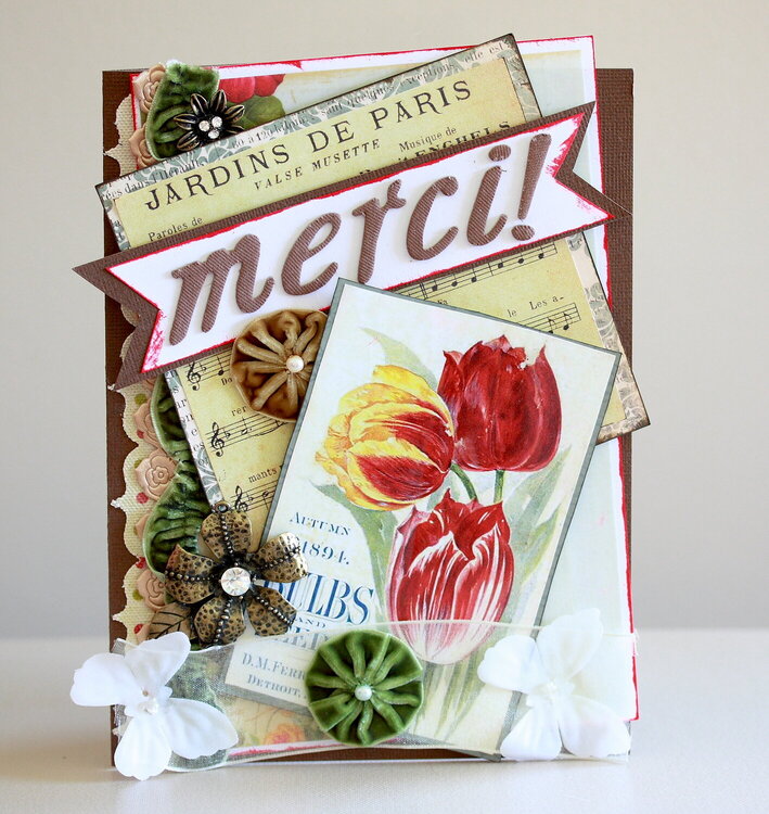 Merci French inspired shabby chic card