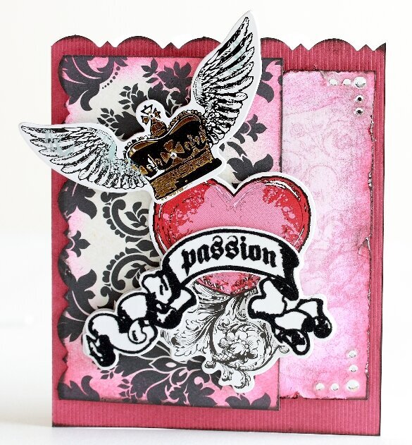 Damask passion Valentine&#039;s Day card