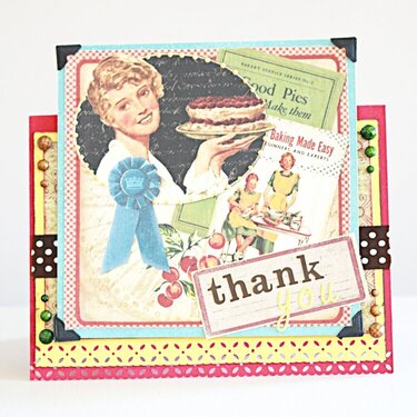 Vintage themed cherry pie thank you card
