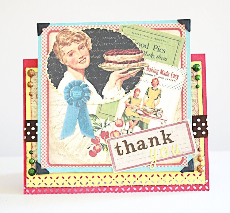 Vintage themed cherry pie thank you card