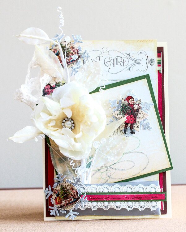 Victorian inspired shabby chic layered Christmas card