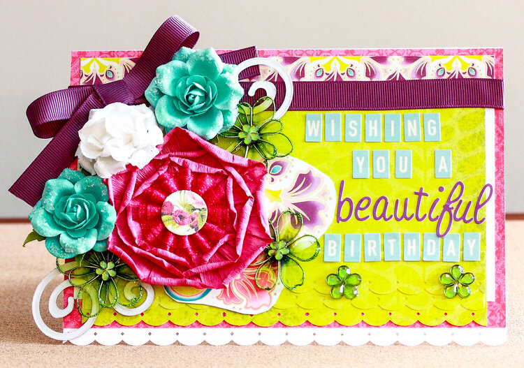 Wishing You a Beautiful Birthday flower filled card