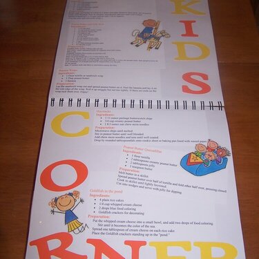 Kids Corner Cook Book page