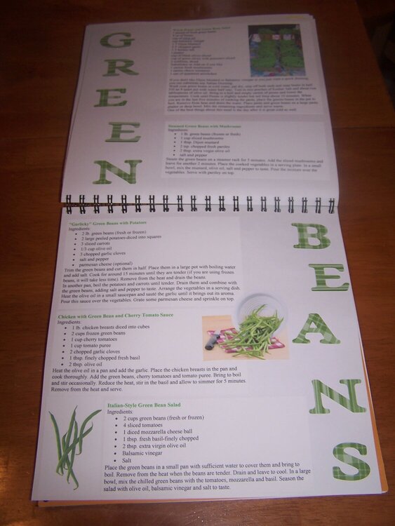 Green Beans Cookbook page