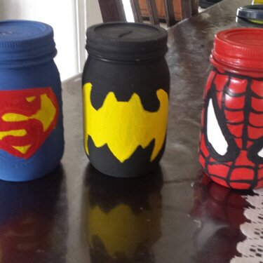 Superhero Manson jars pigy banks