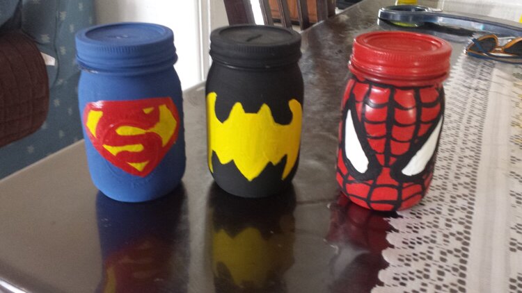 Superhero Manson jars pigy banks