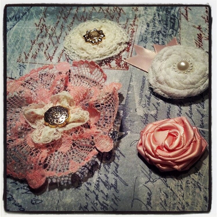 Handmade lace and ribbon roses