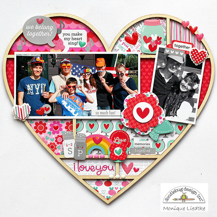 Wood Veneer Heart with Doodlebug&#039;s Sweet Things collection.