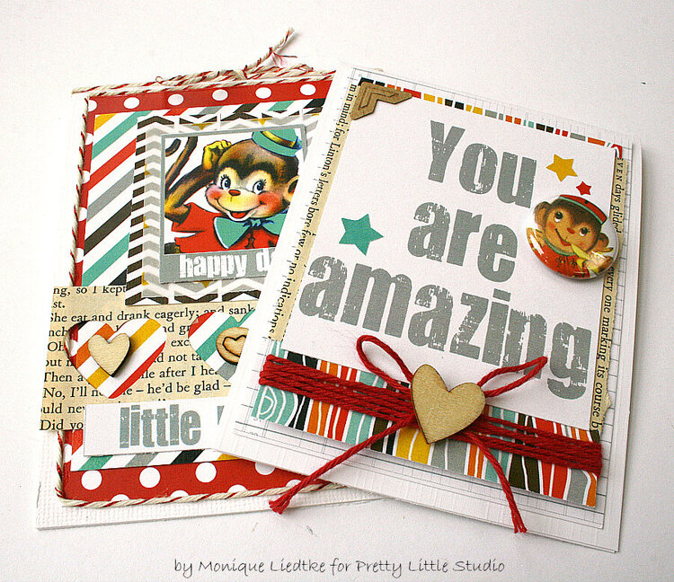 Silly Monkey cards for Pretty Little Studio
