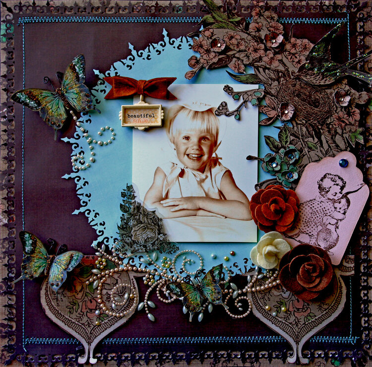 Beautiful Smile **SCRAPS OF ELEGANCE** Butterflies and Bling Challenge