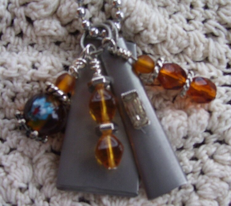 Silverware Charm Necklaces - Amber