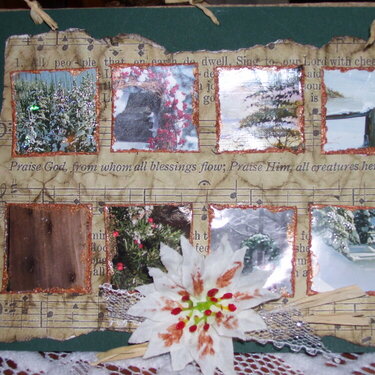 Green Christmas card with Poinsetta