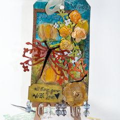 Mixed Media tag - All things grow with love.