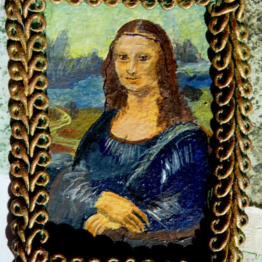 Hand painted Mona Lisa for Louvre layout