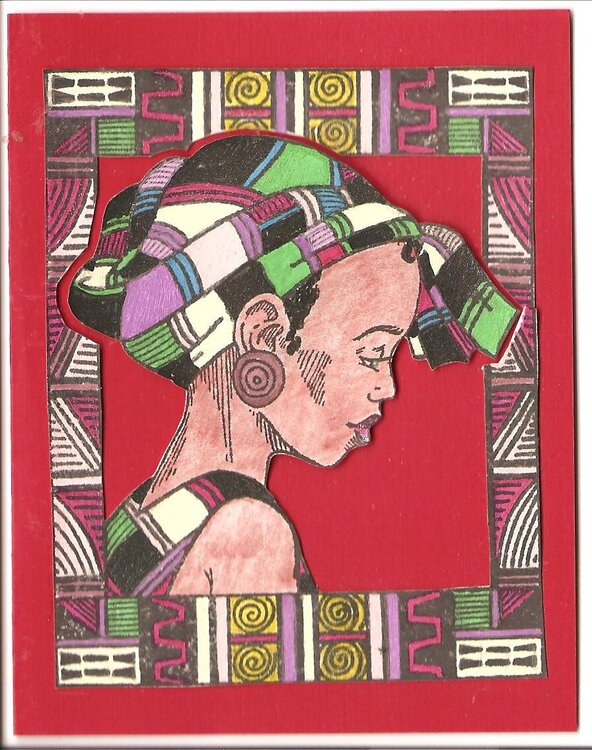 African Woman Profile Note Card